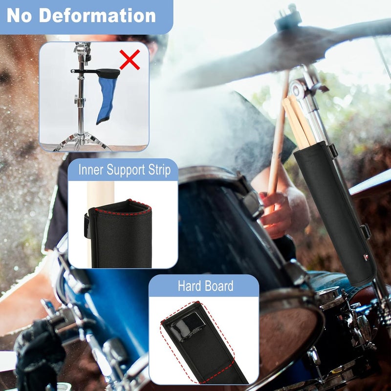 TXesign Drumstick Holder Drum Sticks Holder Bag for Drumsticks Brushes Mallets, Hold 2 Pairs Sticks with Straps Attach to Drum Kit & Music Stand(Small) - Image 5